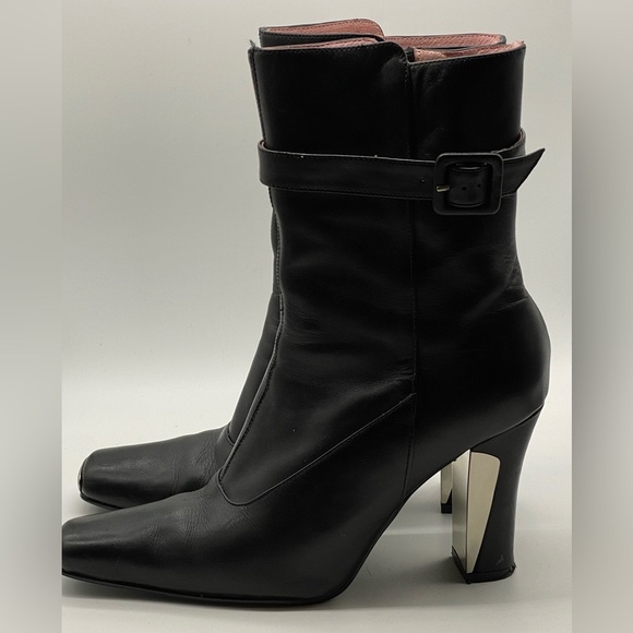 NYLA Black Ankle Boots with Silver Toes & Heels Sz 7 - Picture 3 of 7